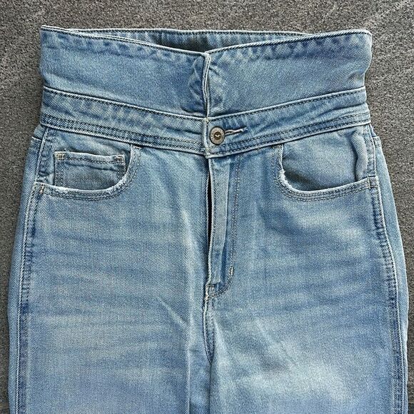 Hollister Vintage Stretch Fold Over Ultra High Rise Mom Jean Light Wash Denim 25 - Picture 5 of 16